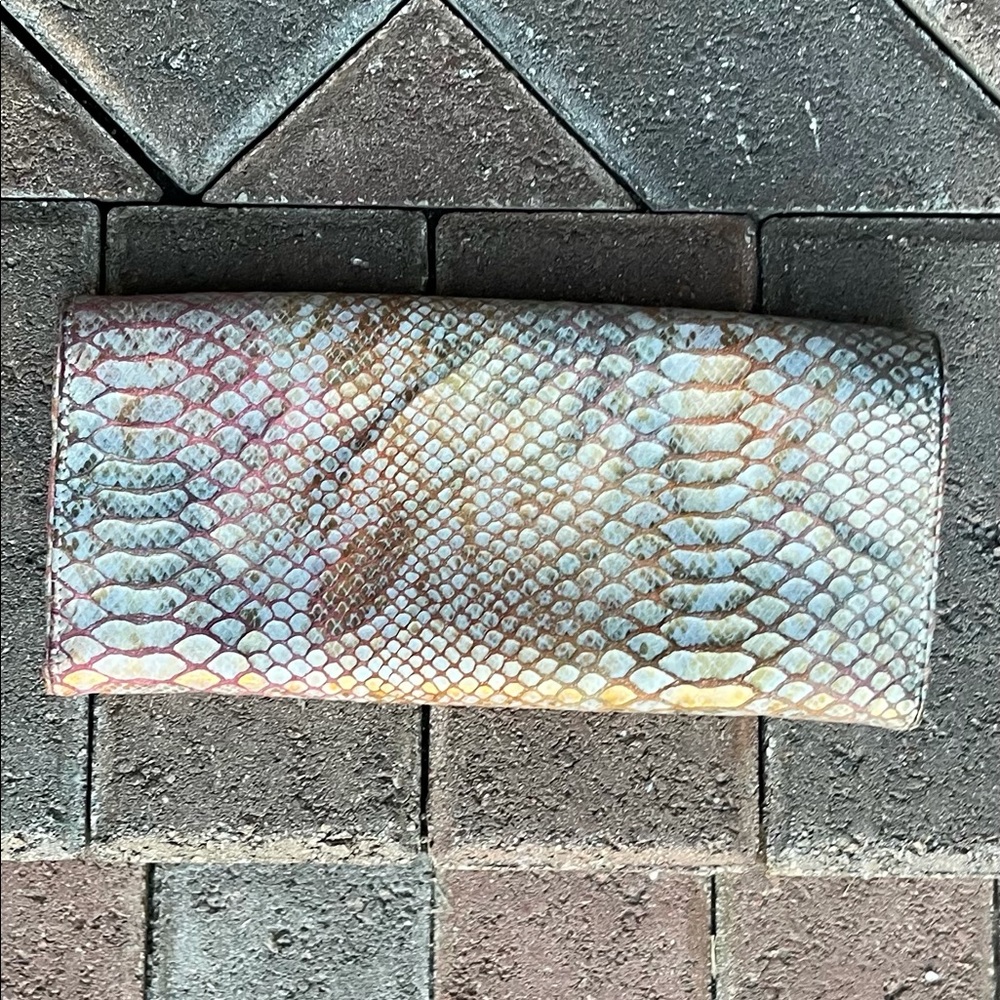 Inge Christopher Mauve Snake-Embossed Clutch Hand… - image 4